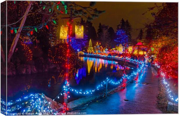 Christmas Lights Van Dusen Garden Vancouver British Columbia Canvas Print by William Perry