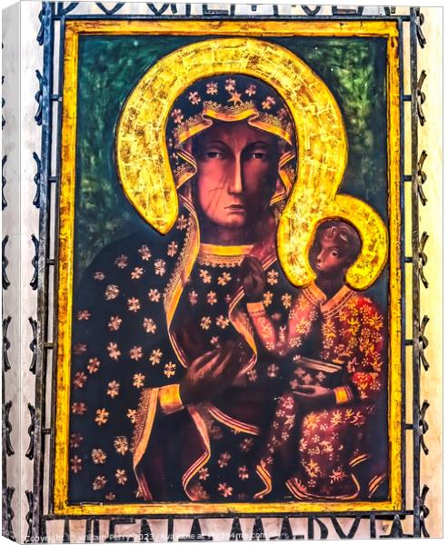 Copy Black Madonna Icon St Mary's Church Gdansk Poland Canvas Print by William Perry