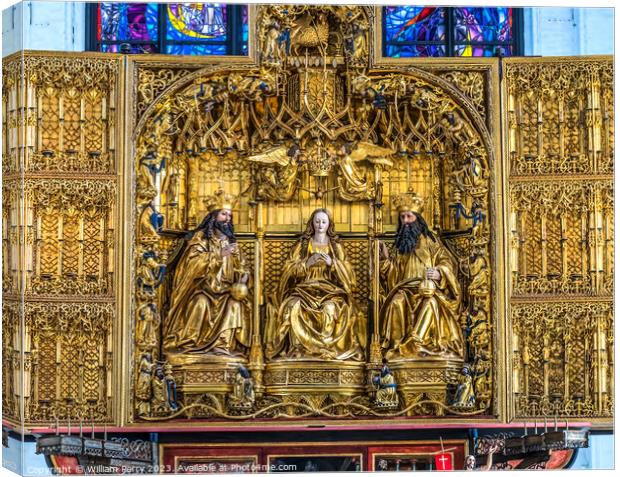 Triptych Altar St Mary's Church Gdansk Poland Canvas Print by William Perry