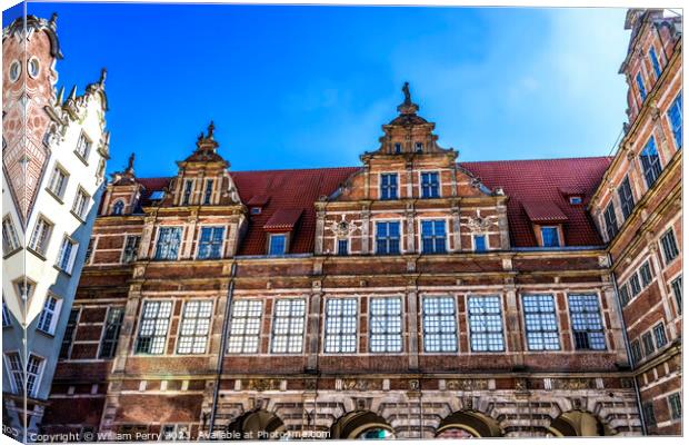 Colorful Green Gate Facade Market Square Gdansk Poland Canvas Print by William Perry