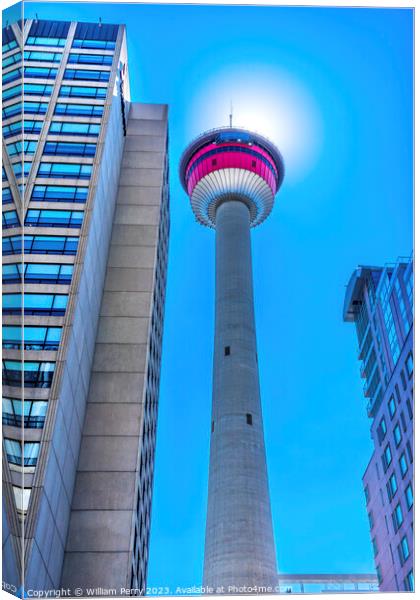 Calgary Tower Sun Alberta Canada Canvas Print by William Perry