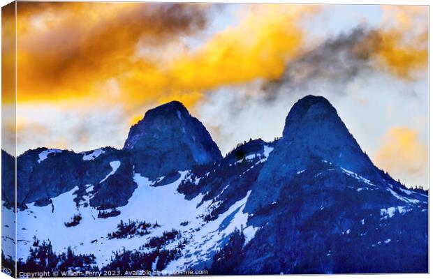 Sunset Clouds Two Lions Mountains Vancouver British Columbia Canvas Print by William Perry
