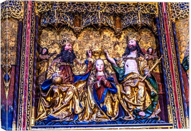 Crowning Mary Triptych St Catherine's Church Gdansk Poland Canvas Print by William Perry
