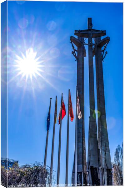 Three Crosses Monument Solidarity Square Gdansk Poland Canvas Print by William Perry