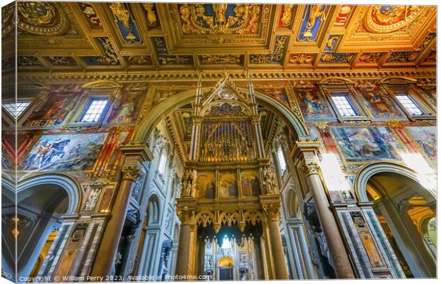 Altar Ciborium Basilica Saint John Lateran Cathedral Rome Italy Canvas Print by William Perry