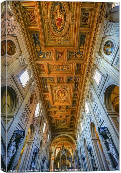 High Altar Ciborium Saint John Lateran Cathedral Rome Italy Canvas Print by William Perry