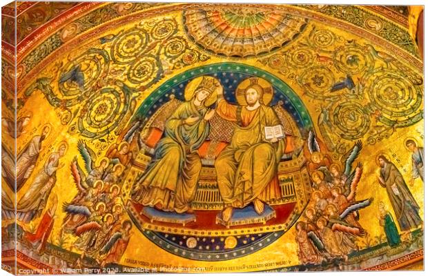 Coronation Mary Mosaic Santa Maria Maggiore Rome Italy Canvas Print by William Perry