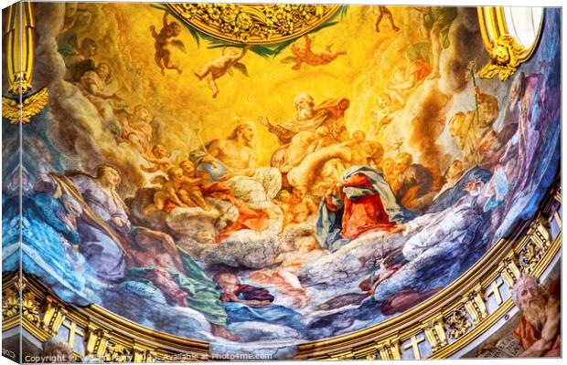  Jesus Fresco Dome Ceiling Maria Maddalena Church Rome Italy Canvas Print by William Perry