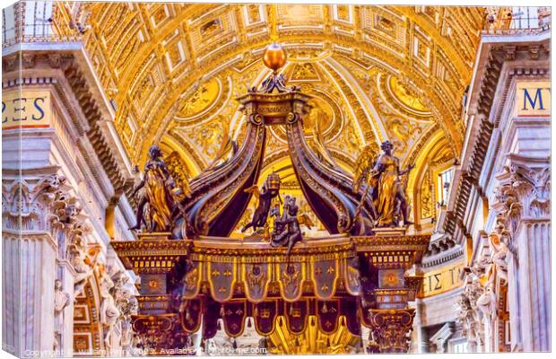 Saint Peter's Basilica Bernini Baldacchino Vatican Rome Italy  Canvas Print by William Perry