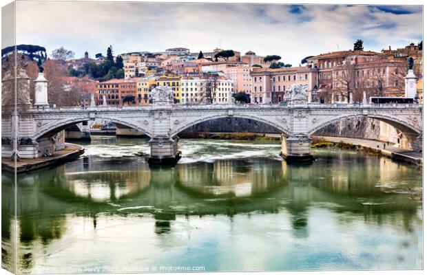 Tiber River Ponte Bridge Vittorio Emanuele III Rome Italy  Canvas Print by William Perry