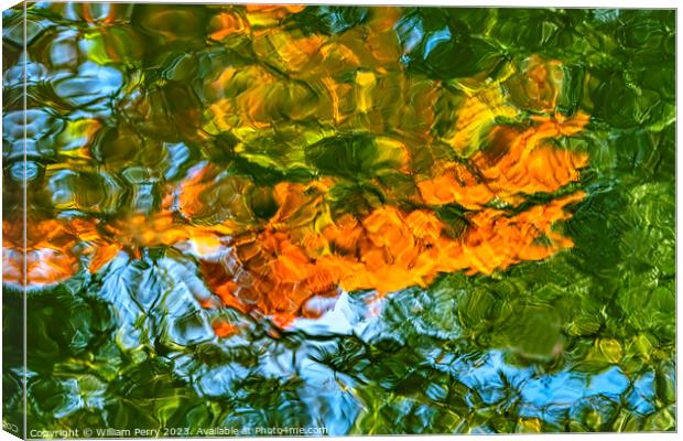 Orange Green Blue Water Reflection Abstract Habikino Osaka Japan Canvas Print by William Perry