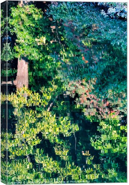 Tree Green Leaves Water Reflection Abstract Habikino Osaka Japan Canvas Print by William Perry