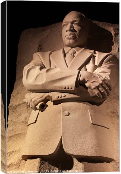 Martin Luther King Memorial Night Washington DC Canvas Print by William Perry