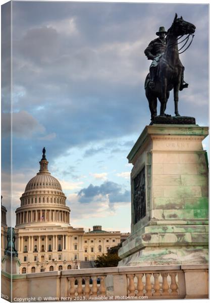US Grant Statue Memorial Capitol Hill Washington DC Canvas Print by William Perry