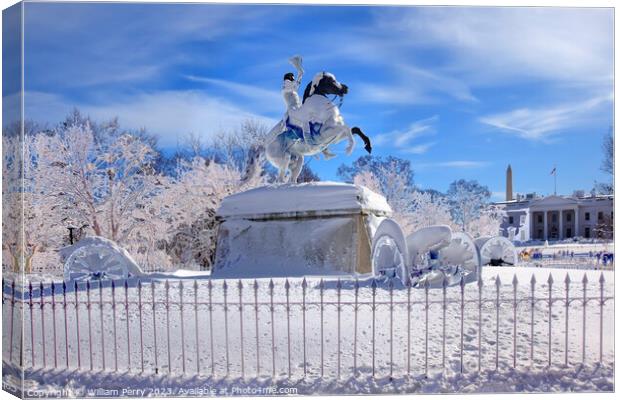 Jackson Statue Canons Lafayette Park Abstract White House After  Canvas Print by William Perry