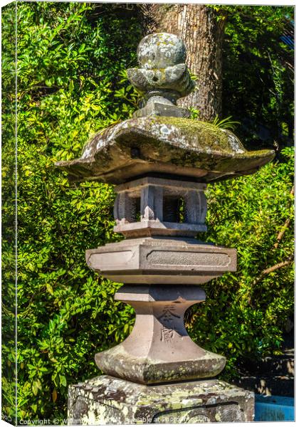 Stone Lantern Hotoku Ninomiya Shinto Shrine Odawara Japan Canvas Print by William Perry