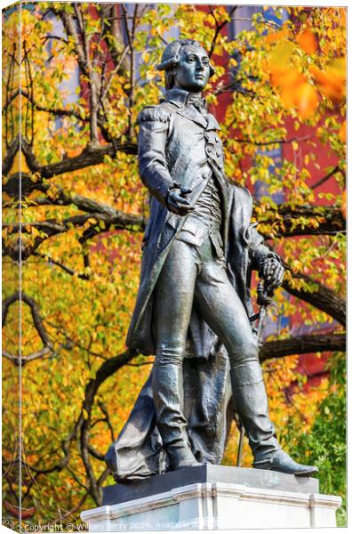 General Lafayette Statue Lafayette Park Autumn Washington DC Canvas Print by William Perry