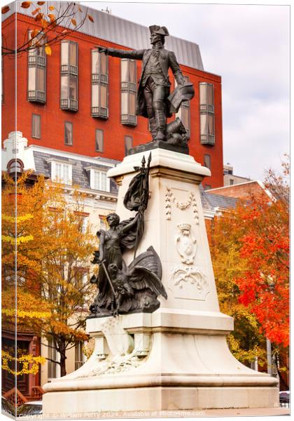 General Rochambeau Statue Lafayette Park Autumn Washington DC Canvas Print by William Perry