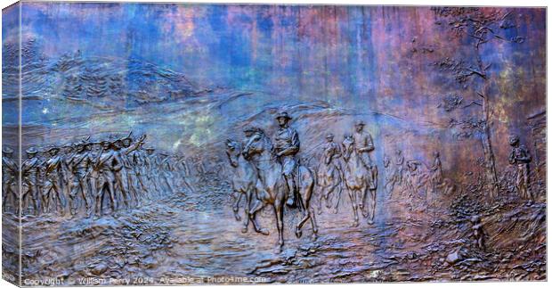 General Sherman Civil War Memorial Bronze Bas Relief Marching Th Canvas Print by William Perry