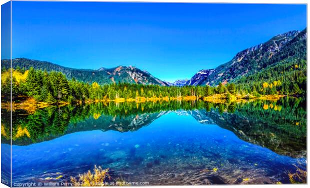 Gold Lake Reflection Mt Chikamin Peak Snoqualme Pass Washington Canvas Print by William Perry