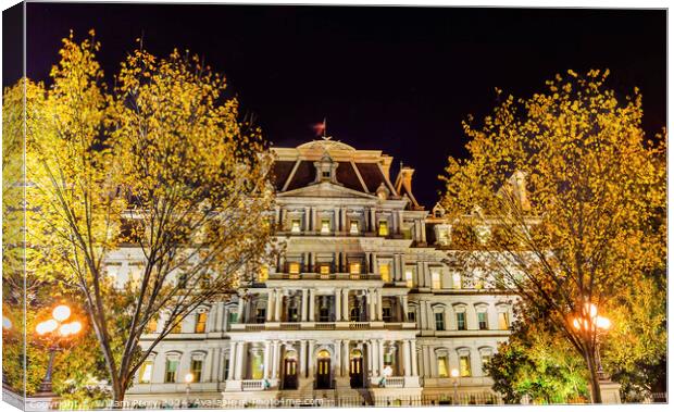 Old Executive Office Building Night Washington DC Canvas Print by William Perry