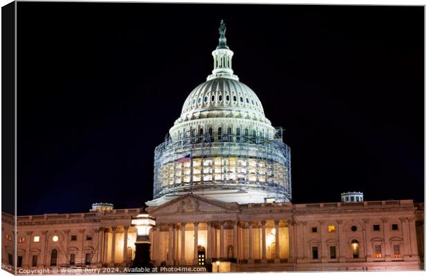US Capitol North Side Construction Night Stars Washington DC Canvas Print by William Perry