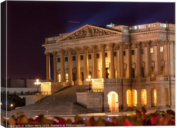 House of Representatives US Capitol Night Washington DC Canvas Print by William Perry