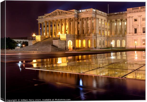 House of Representatives Relfection US Capitol North Side  Night Canvas Print by William Perry