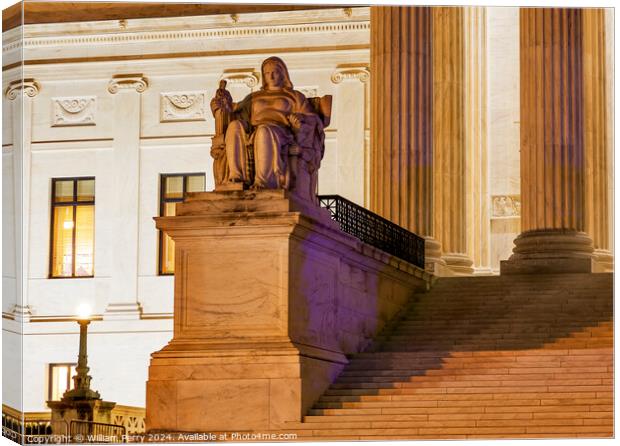 US Supreme Court Statue Capitol Hill Washington DC Canvas Print by William Perry