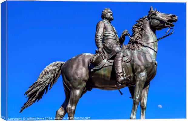 Major General George Thomas Statue Moon Washington DC Canvas Print by William Perry
