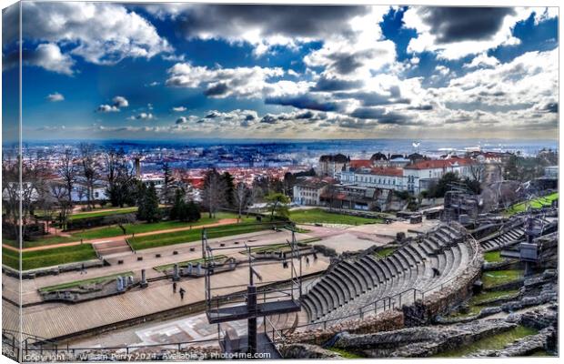 Ancient Roman Amphitheater Cityscape Lyon France Canvas Print by William Perry