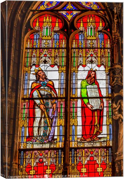 Moses David Stained Glass Saint Bonaventure Basilica Lyon France Canvas Print by William Perry