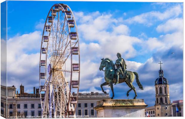 Ferris Wheel Hospital Place Bellecoeur Cityscape Lyon France Canvas Print by William Perry