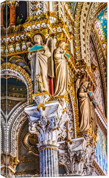 Angel Statues Basilica of Notre Dame Lyon France Canvas Print by William Perry