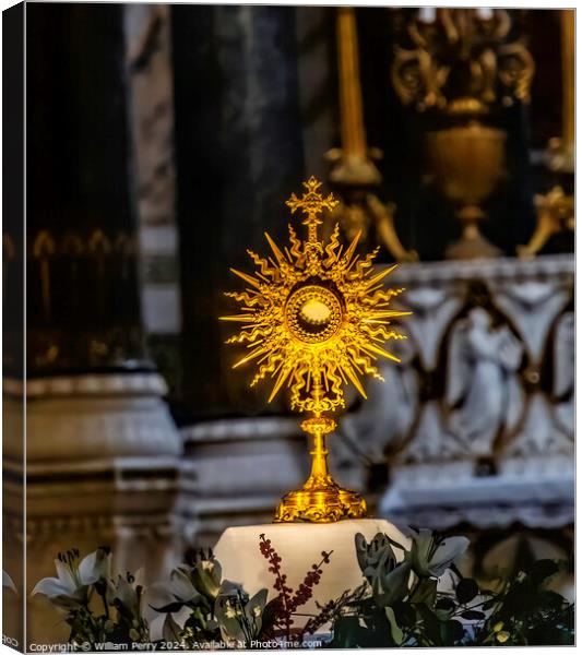 Golden Monstrance Holding Bread Basilica of Notre Dame Lyon Fran Canvas Print by William Perry