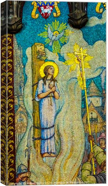 Joan of Arc Mosaic Basilica of Notre Dame Lyon France Canvas Print by William Perry