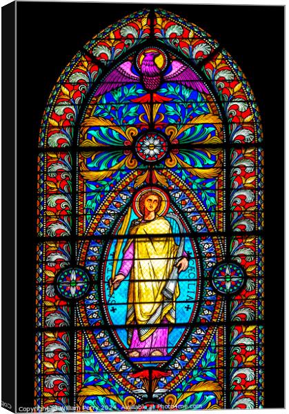 Saint Cecilia Stained Glass Basilica of Notre Dame Lyon France Canvas Print by William Perry