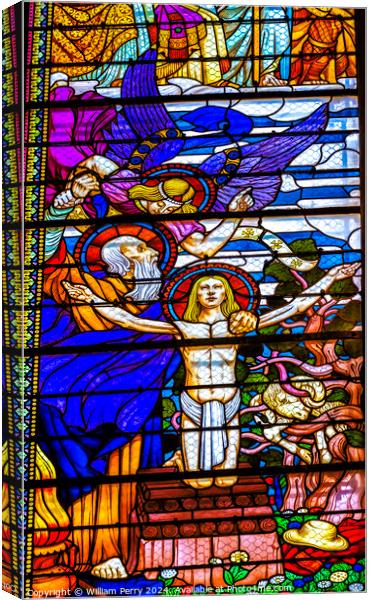 Resurrected Jesus Stained Glass Basilica of Notre Dame Lyon Fran Canvas Print by William Perry