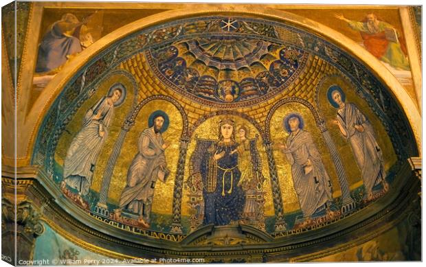 Ancient Mary Jesus Mosaic Santa Francesca Romana B Canvas Print by William Perry