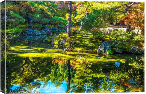 Fall Leaves Garden Ginkakuji Silver Temple Kyoto Japan Canvas Print by William Perry