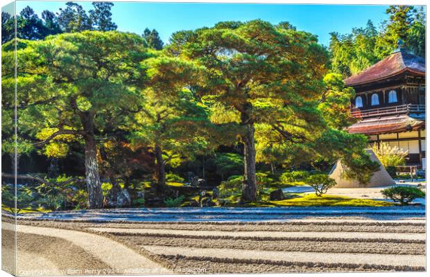 Ginkakuji Silver Pavilion Temple Rock Garden Kyoto Japan Canvas Print by William Perry