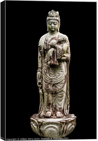 Female Buddha Stone Statue Tofuku-Ji Temple Kyoto  Canvas Print by William Perry