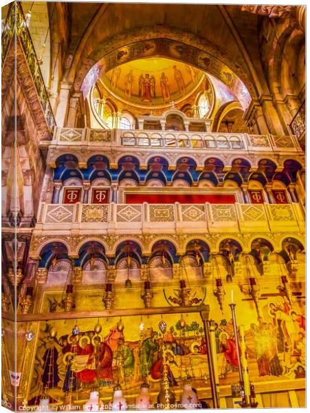 Unction Stone Church Holy Sepulchre Jerusalem Israel  Canvas Print by William Perry