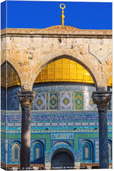 Dome Rock Islamic Mosque Temple Mount Jerusalem Is Canvas Print by William Perry