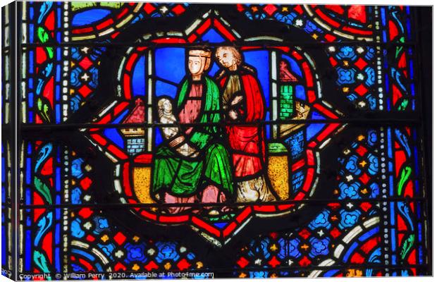Jesus Mary Joseph Stained Glass Sainte Chapelle Pa Canvas Print by William Perry