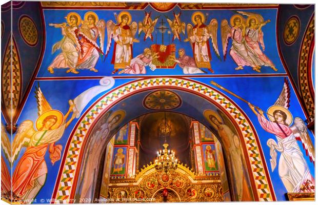 Ancient Mosaics Saint Michael Cathedral Kiev Ukrai Canvas Print by William Perry