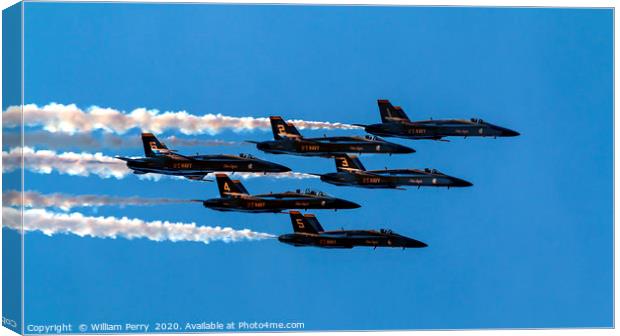 Blue Angels Close Flying Over Seattle Washington Canvas Print by William Perry