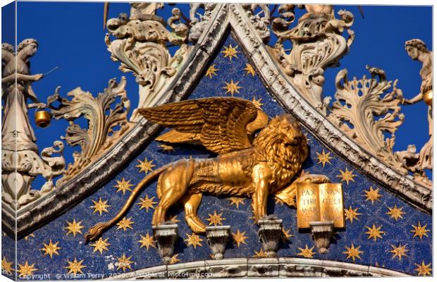 Winged Golden Lion Venice Italy Canvas Print by William Perry