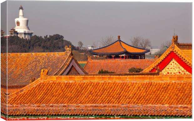 Beihai Stupa Forbidden City Gugong Beijing China Canvas Print by William Perry