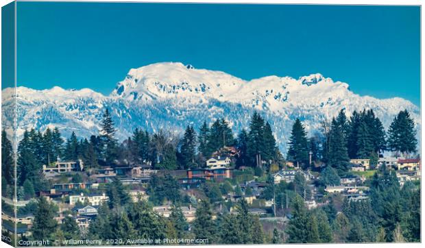 Snow Capped Mountains Bellevue Washington Canvas Print by William Perry
